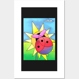 Ladybug on flower Posters and Art